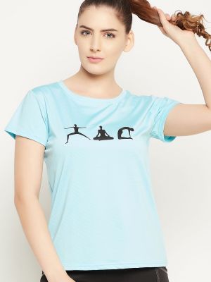Comfort Fit Graphic Print Active T-shirt in Sky Blue