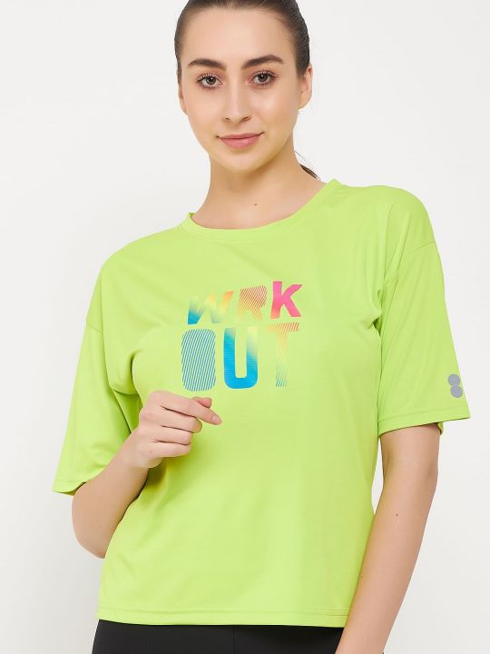 Graphic Print Active T-shirt in Lime Green