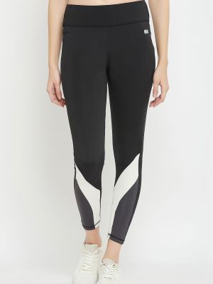 High Rise Active Tights in Black with Contrast Panels & Side Pocket