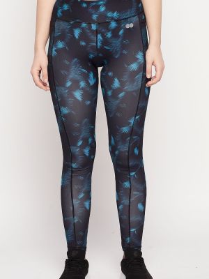 High Rise Printed Active Tights in Navy with Side Pockets