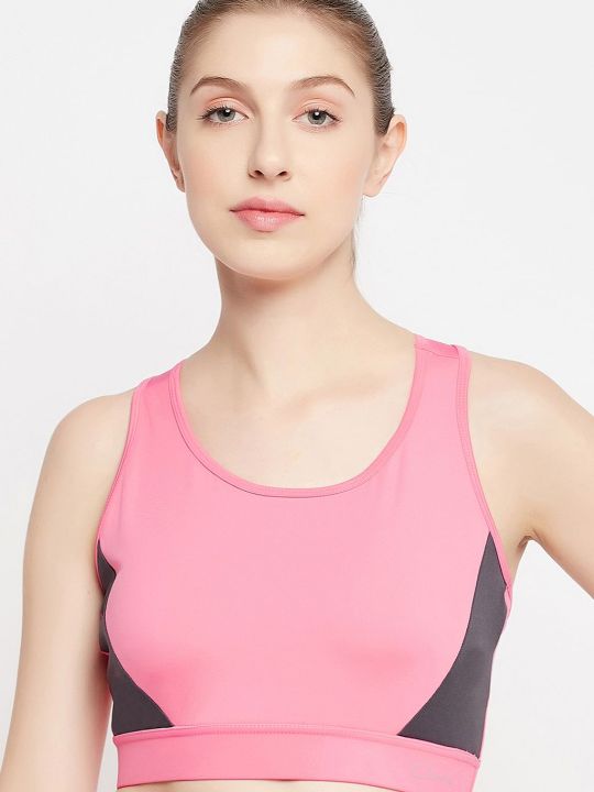Medium Impact Padded Active Racerback Sports Bra in Rose Pink