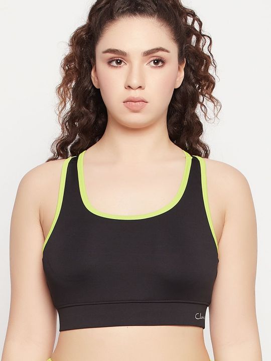 Medium Impact Padded Racerback Sports Bra in Black