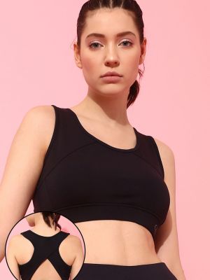 Medium Impact Padded Racerback Sports Bra in Black