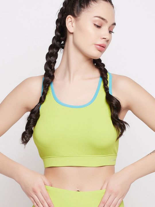 Medium Impact Padded Racerback Sports Bra in Neon Green