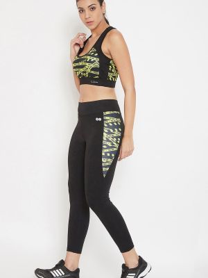 Medium Impact Padded Sports Bra & Ankle-Length Tights in Black