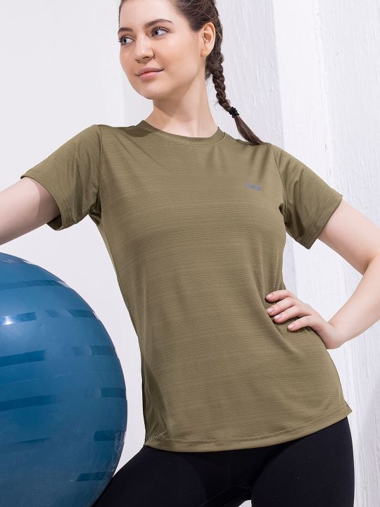Slim Fit Active T-shirt in Olive Green