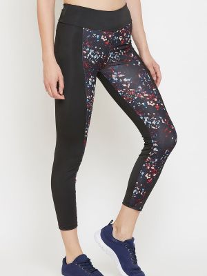 Snug Fit Active Ankle-Length Printed Tights in Black