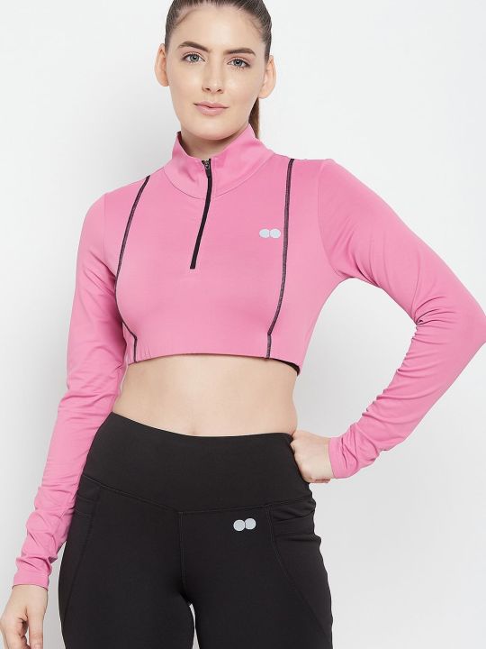 Snug Fit Active Crop Top in Rose Pink