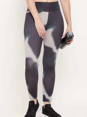 Snug Fit Active Tie-Dye Mid-Rise Ankle Length Tights in Dark Grey