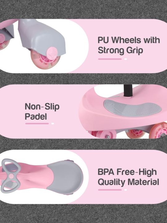 Pink Swing Car for Kids | R for Rabbit Iya Iya Ace | Scratch Free PU Wheels