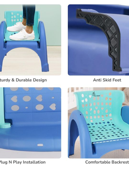 R for Rabbit Jelly Bean 3 in 1 Convertible Kids Chair for Babies - Green Blue