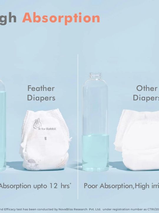 R for Rabbit Large L Size Premium Feather Diaper for Baby 9 to 14 kgs (70 Pack Offer)
