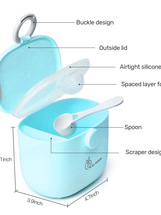 R for Rabbit Silicone First Feed Box for Baby, Kids - Milk Powder Box, Multi-Functional Meal Box, 210G Blue