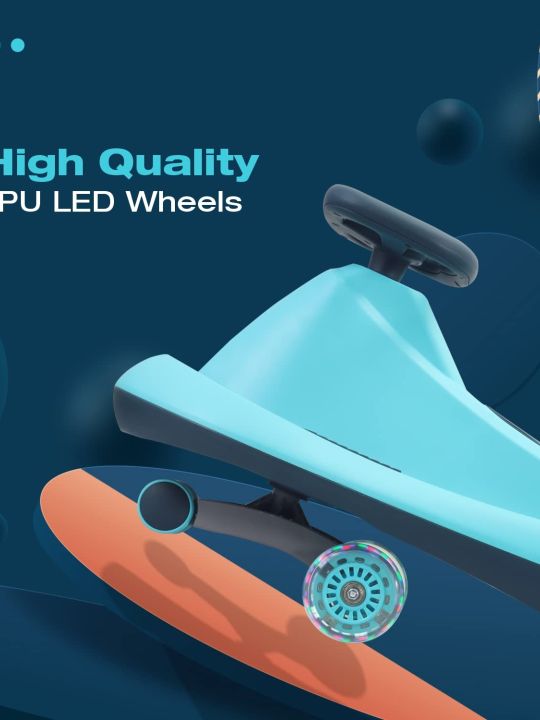 Sky Blue Drift Magic Swing Car for Kids | R for Rabbit Iya Iya Drift | Scratch Free PU LED Wheel