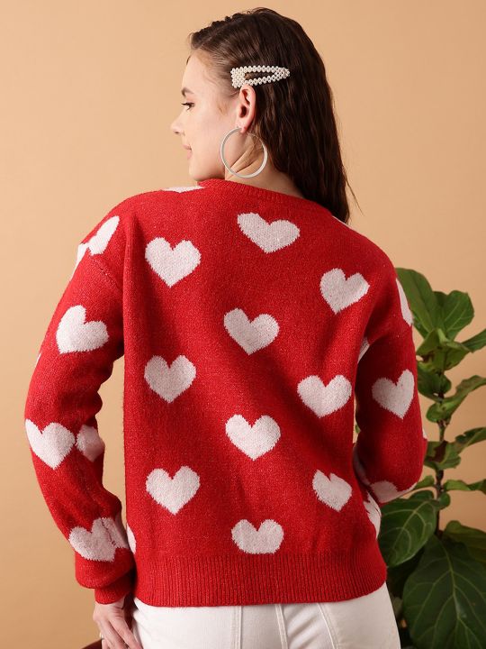 Conversational Printed Acrylic Pullover Sweater